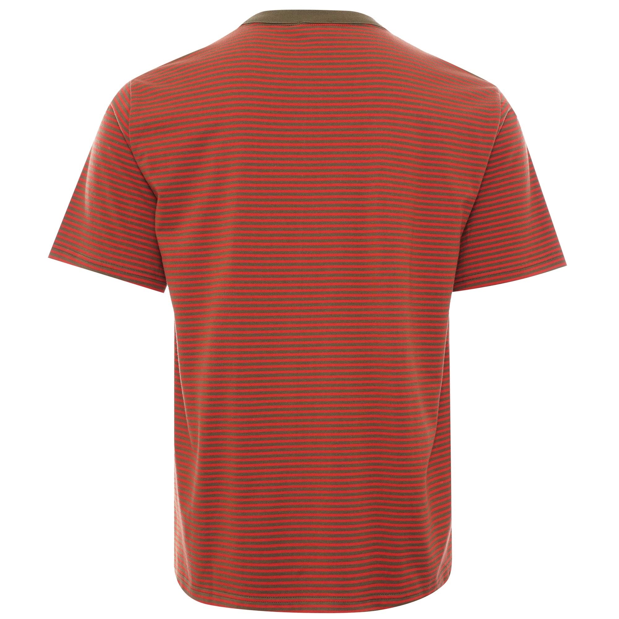 Organic Cotton Striped Heritage T-Shirt - Khaki/Poppy