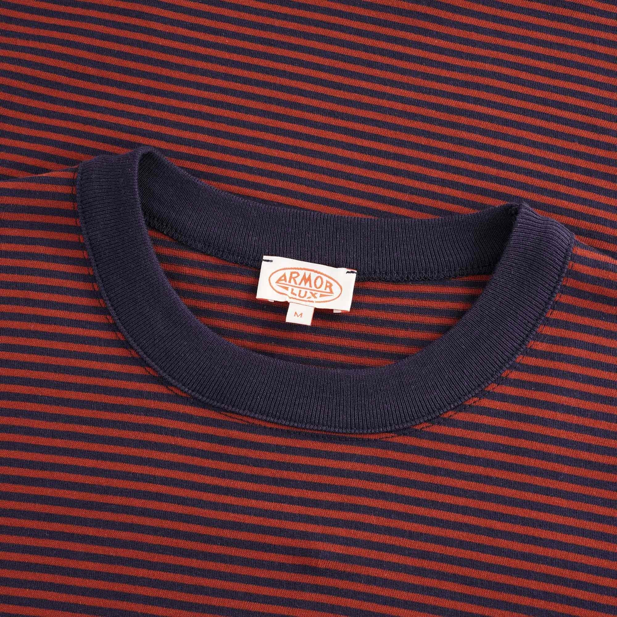 Organic Cotton Striped Heritage T-Shirt - Navy/Sequoia