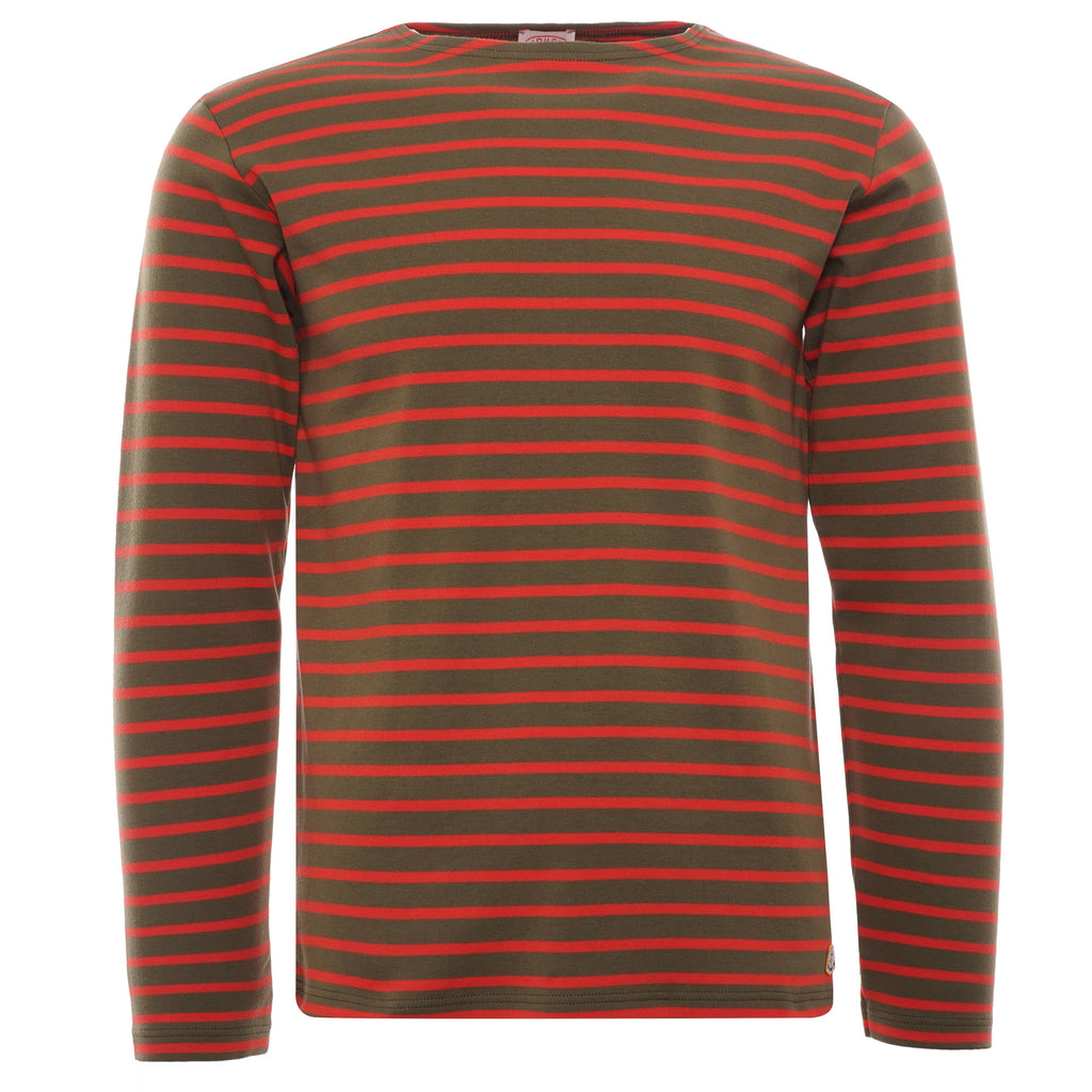 Breton Striped Shirt  - Khaki/Poppy