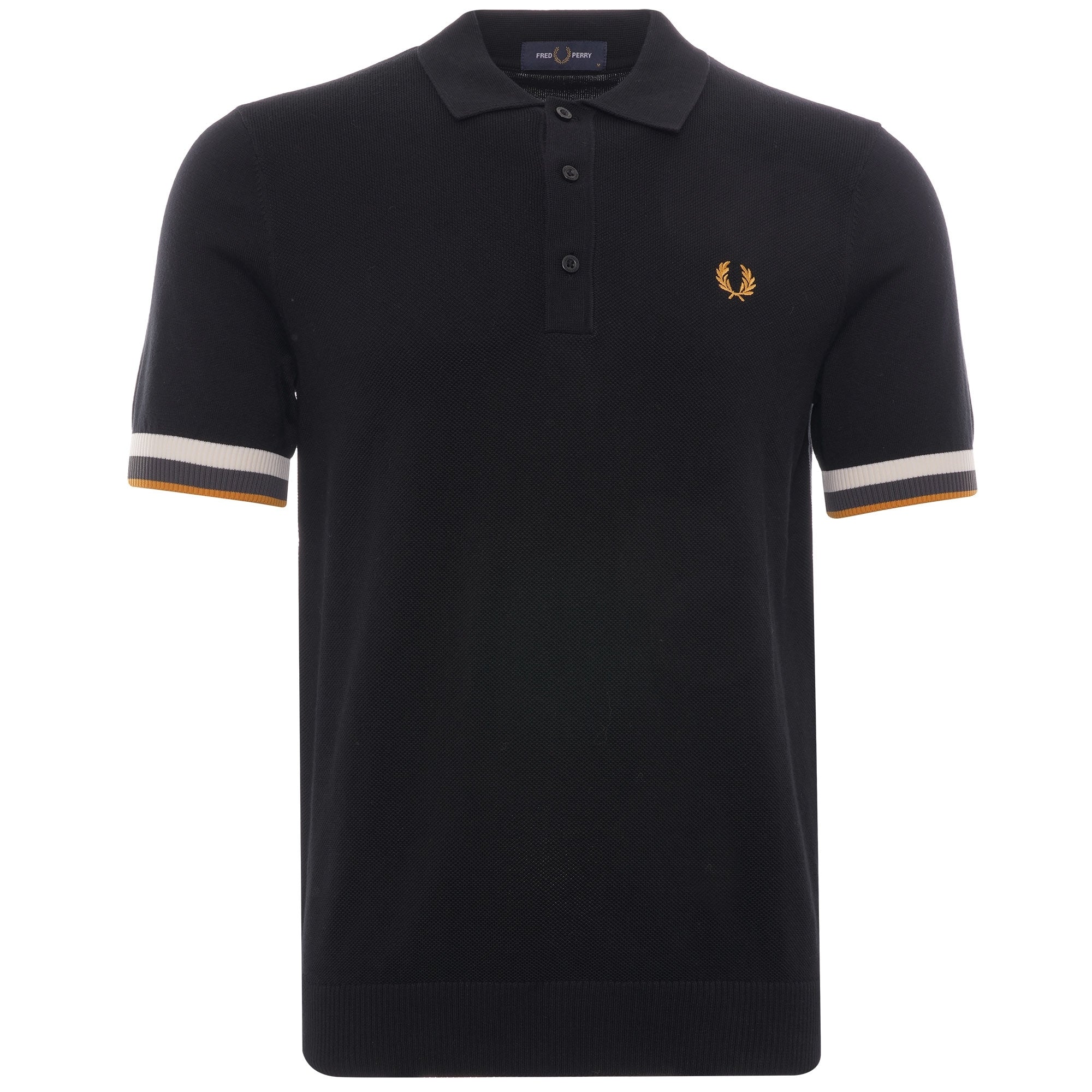 Striped Cuff Knitted Shirt - Black