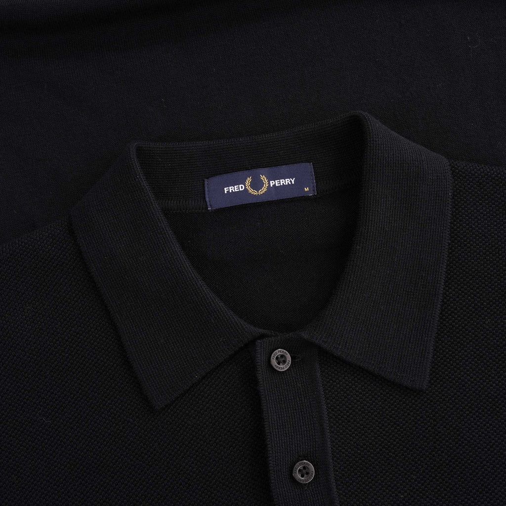 Striped Cuff Knitted Shirt - Black