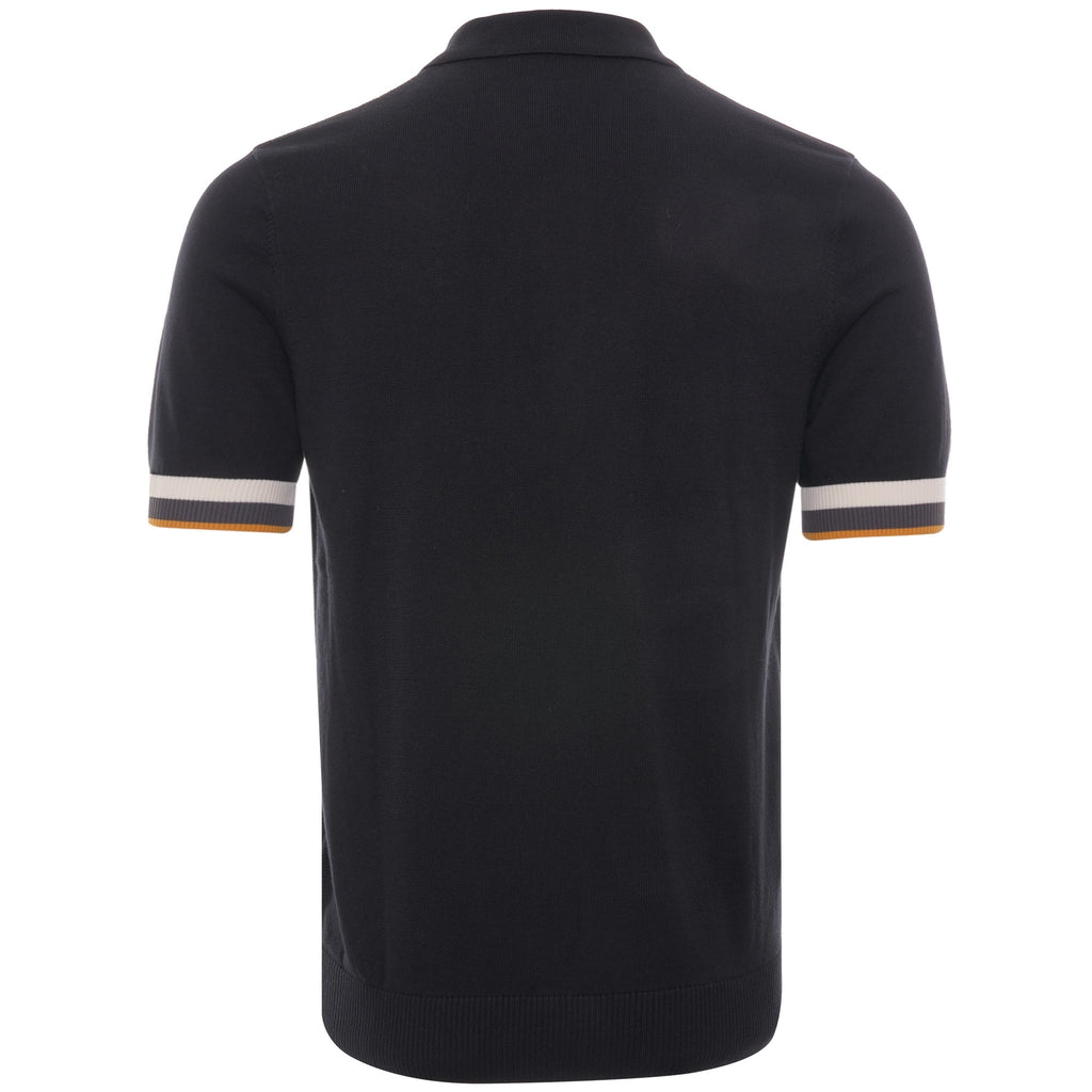 Striped Cuff Knitted Shirt - Black