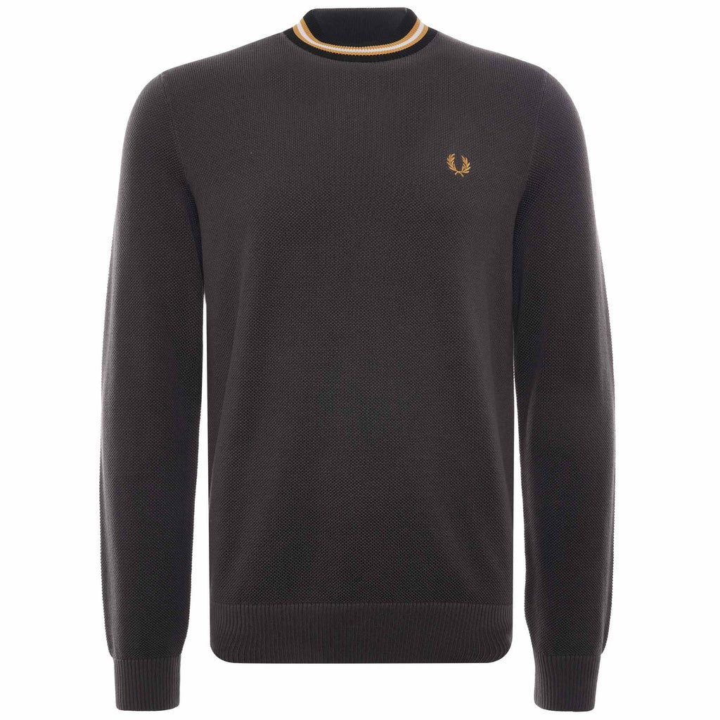 Striped Neck Jumper - Gunmetal
