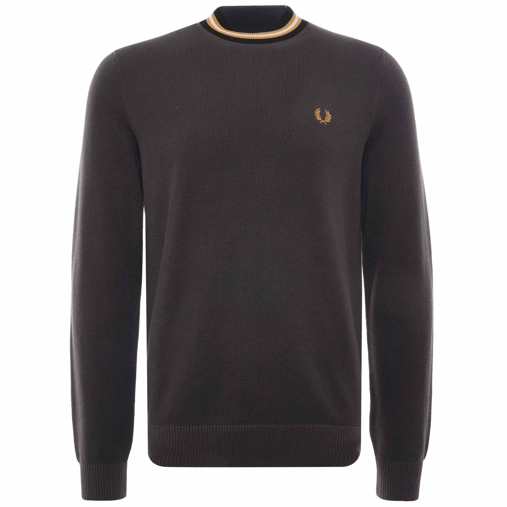 Striped Neck Jumper - Gunmetal