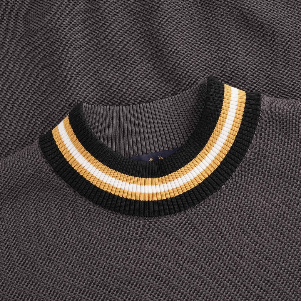 Striped Neck Jumper - Gunmetal