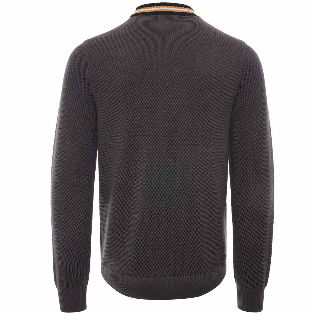 Striped Neck Jumper - Gunmetal