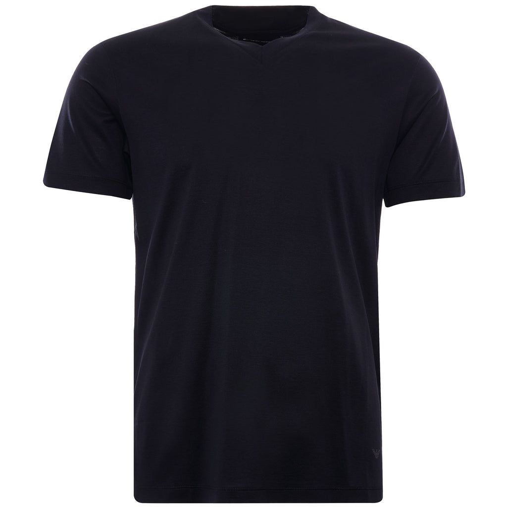 Lyocell Blend V-Neck T-Shirt - Blue Navy