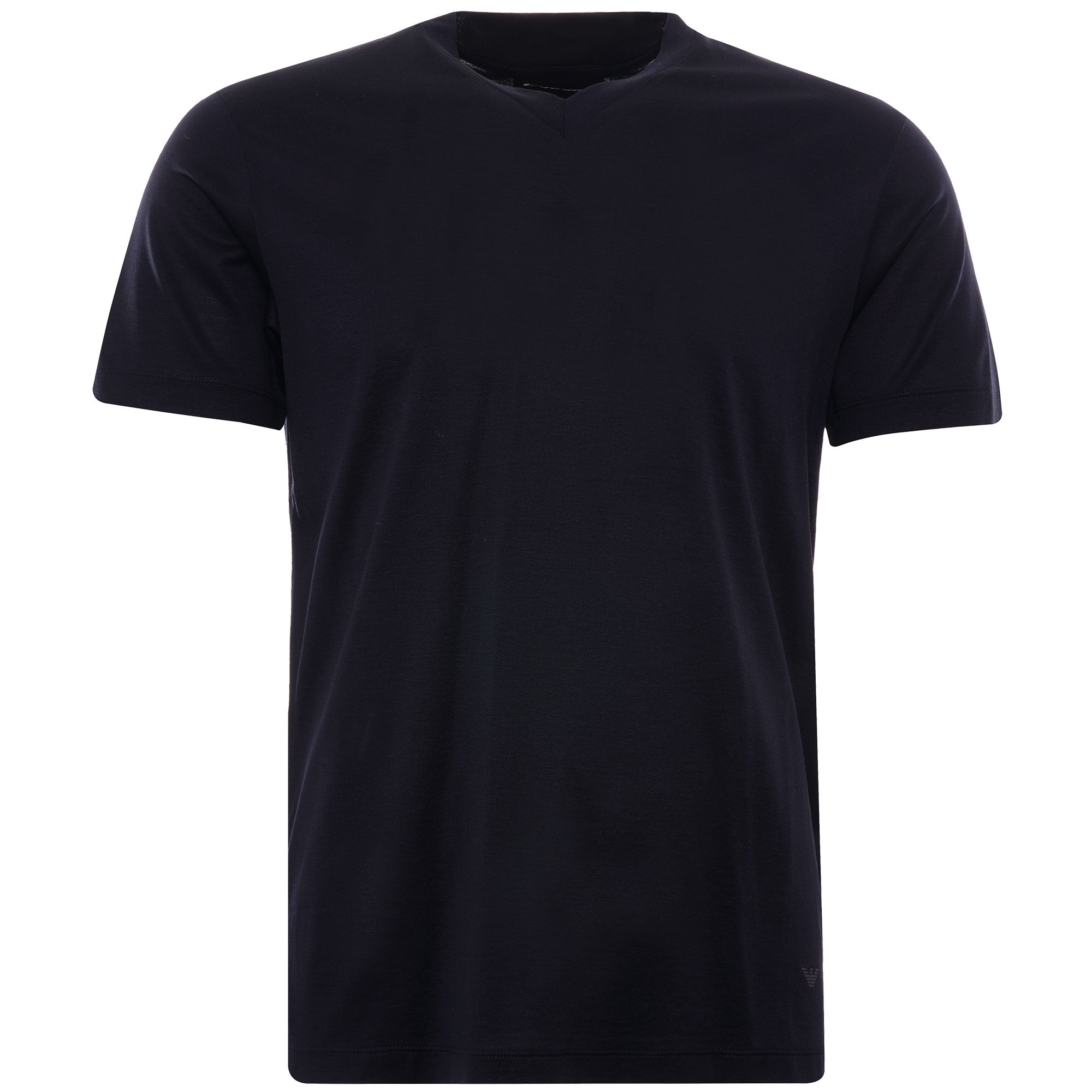 Lyocell Blend V-Neck T-Shirt - Blue Navy