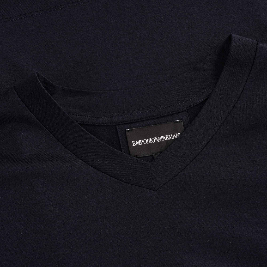 Lyocell Blend V-Neck T-Shirt - Blue Navy