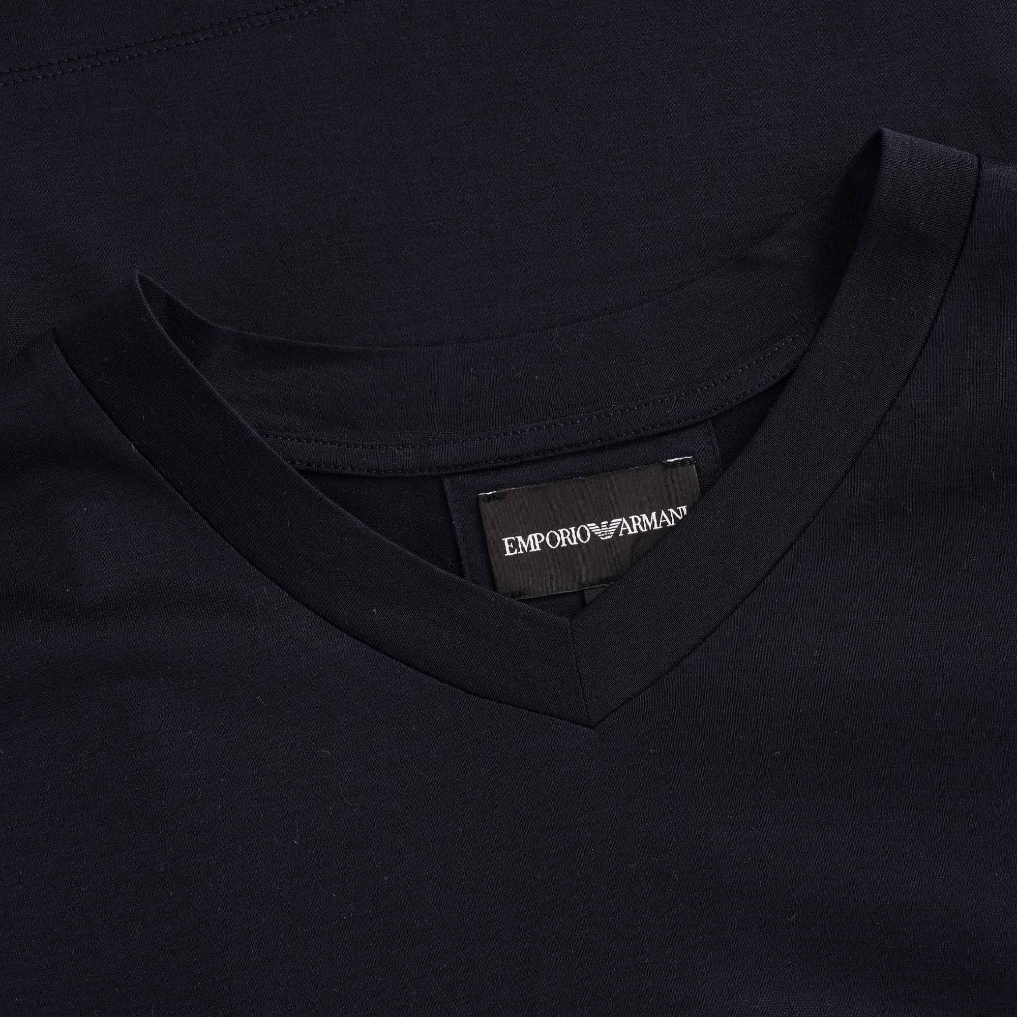 Lyocell Blend V-Neck T-Shirt - Blue Navy