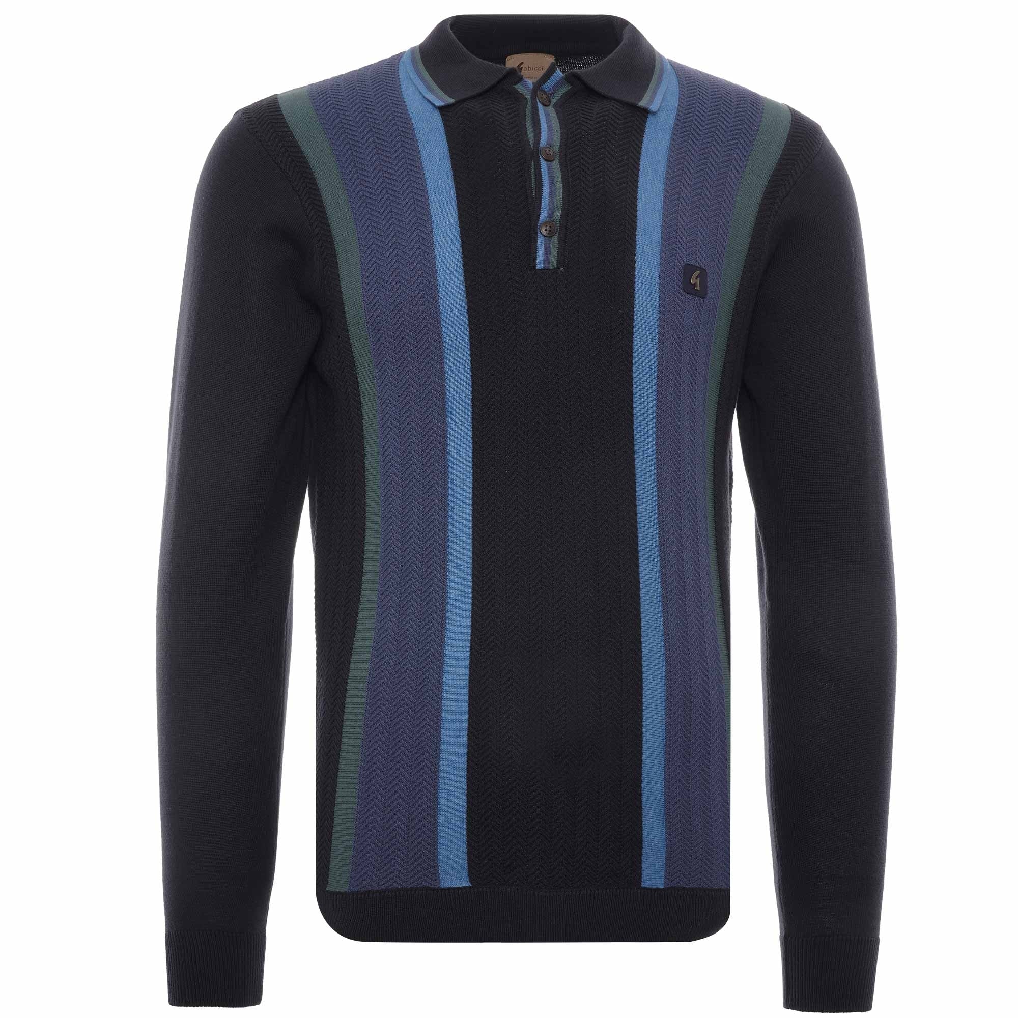 Freeman Knitted Long Sleeve Polo - Navy