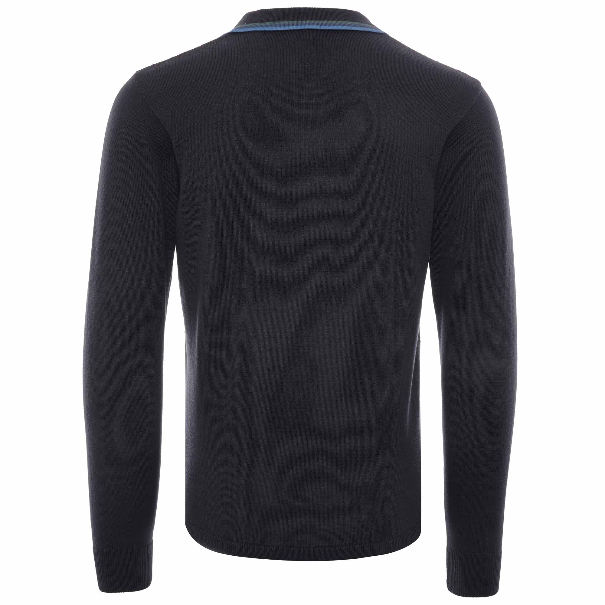 Freeman Knitted Long Sleeve Polo - Navy