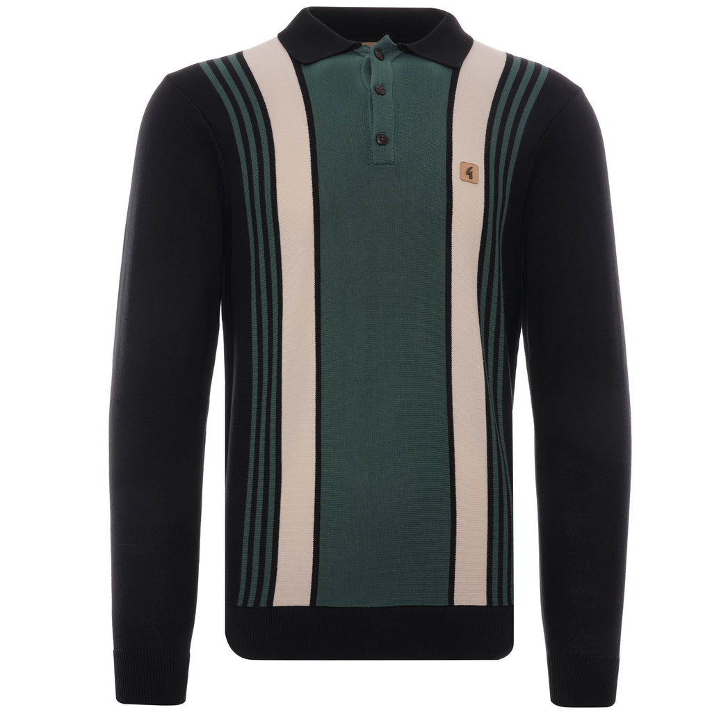 Searle Long Sleeve Knitted Polo Shirt - Black