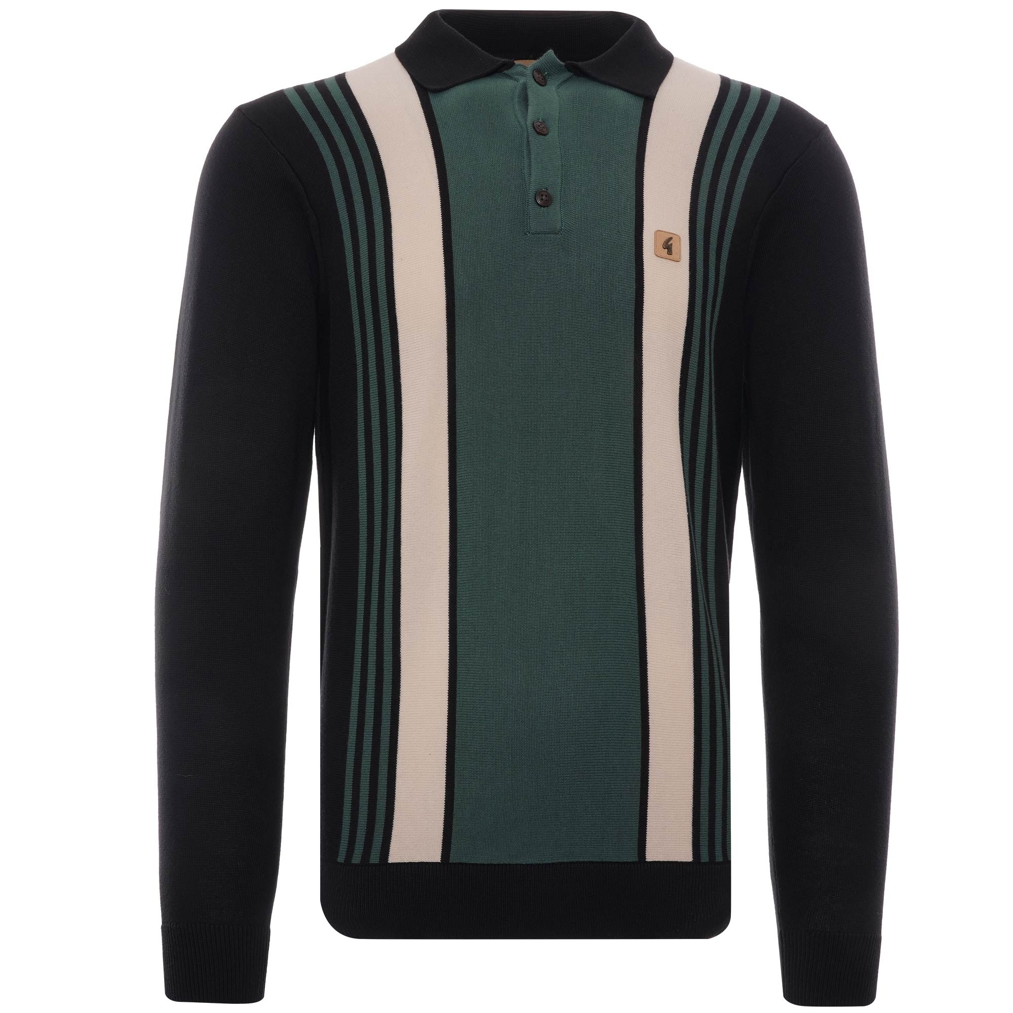 Searle Long Sleeve Knitted Polo Shirt - Black
