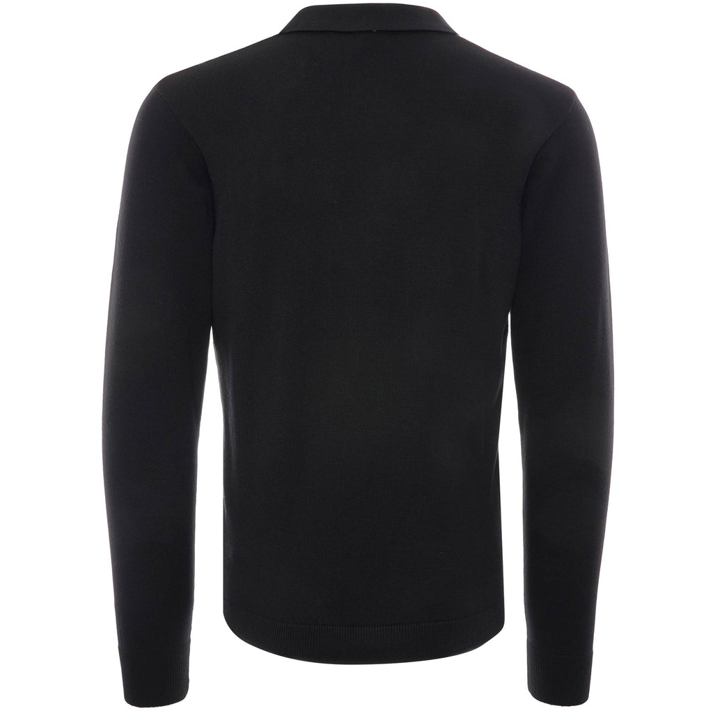 Searle Long Sleeve Knitted Polo Shirt - Black