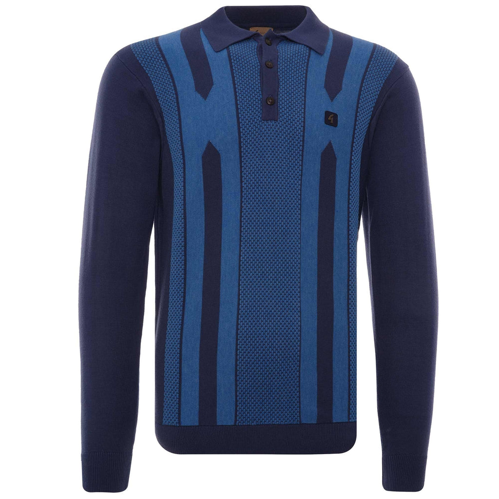 Cooper Long Sleeve Knitted Polo Shirt - Twilight