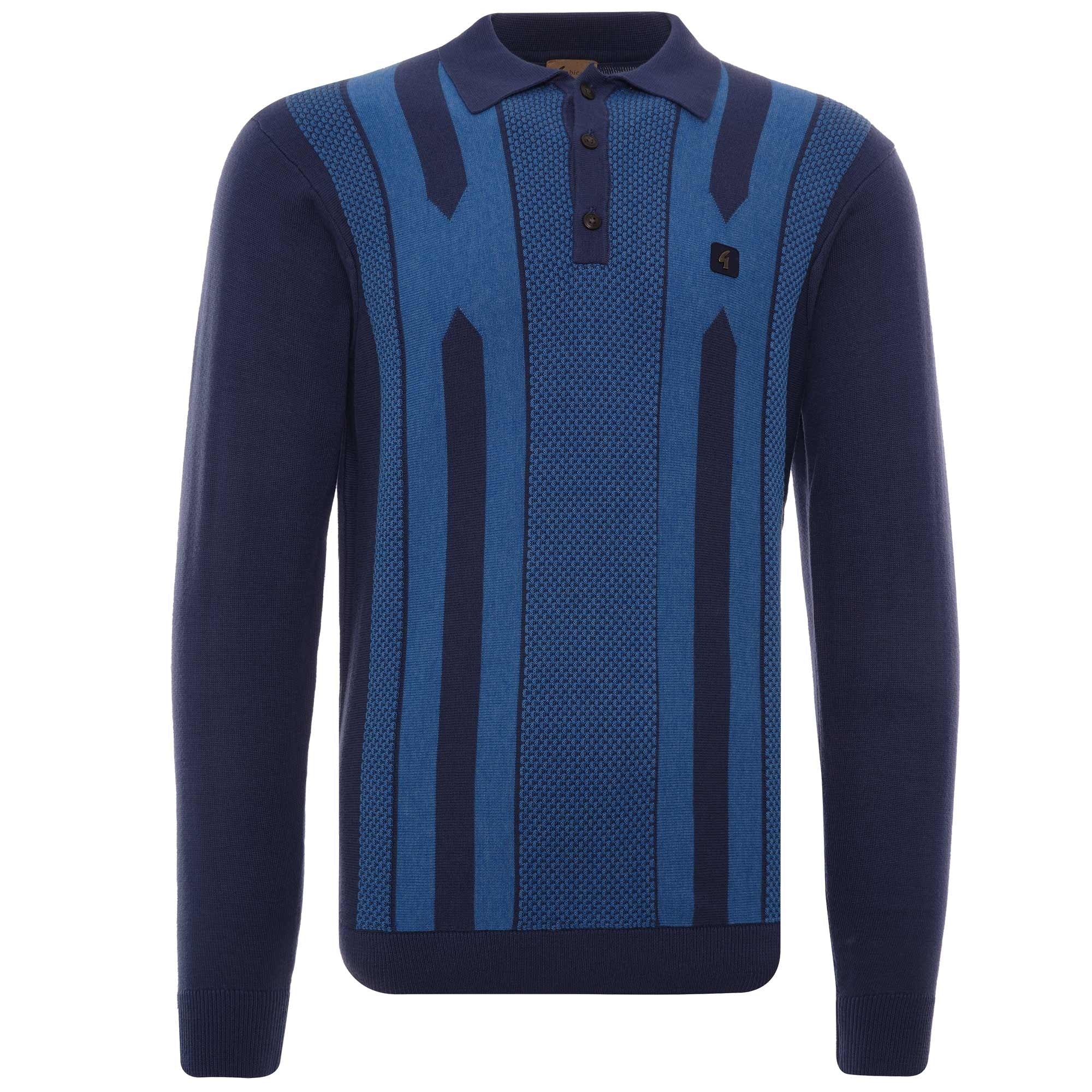 Cooper Long Sleeve Knitted Polo Shirt - Twilight