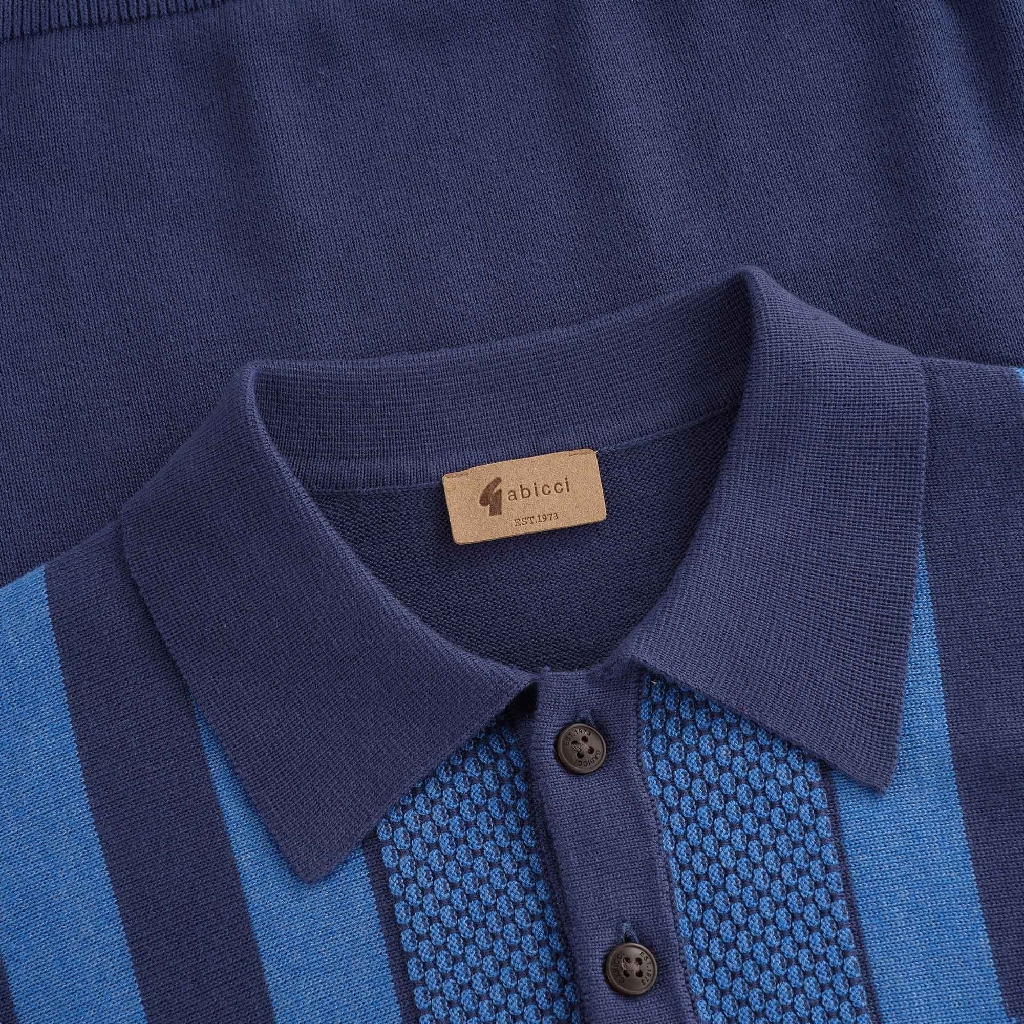 Cooper Long Sleeve Knitted Polo Shirt - Twilight