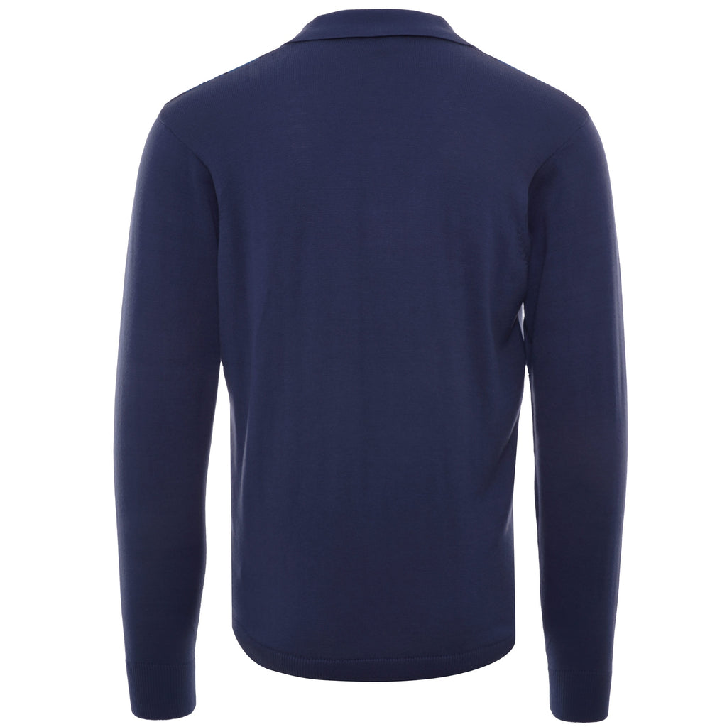 Cooper Long Sleeve Knitted Polo Shirt - Twilight