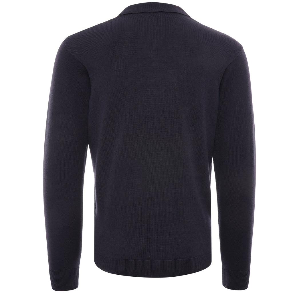 Searle Long Sleeve Knitted Polo Shirt - Navy