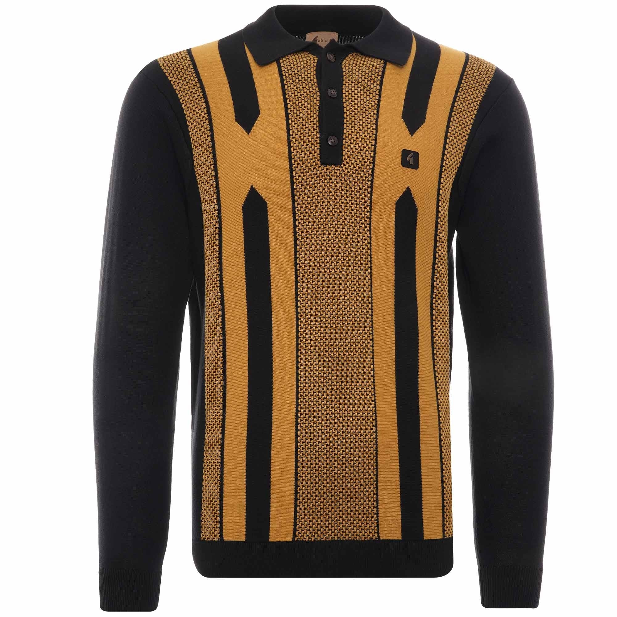 Cooper Long Sleeve Knitted Polo Shirt - Black