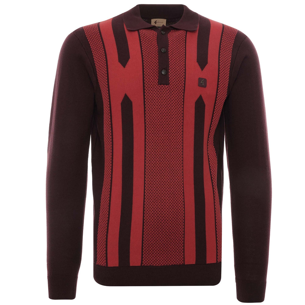 Cooper Long Sleeve Knitted Polo Shirt - Rioja