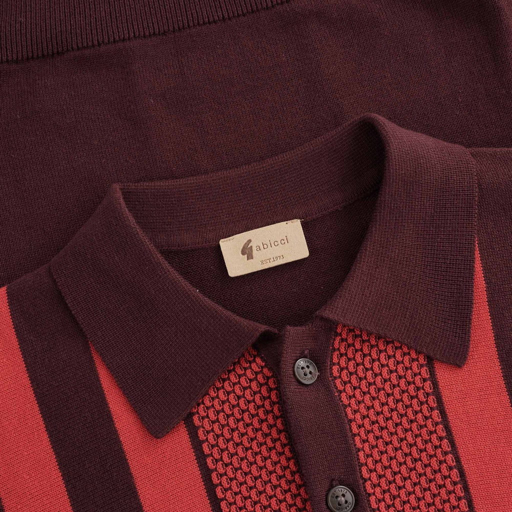 Cooper Long Sleeve Knitted Polo Shirt - Rioja