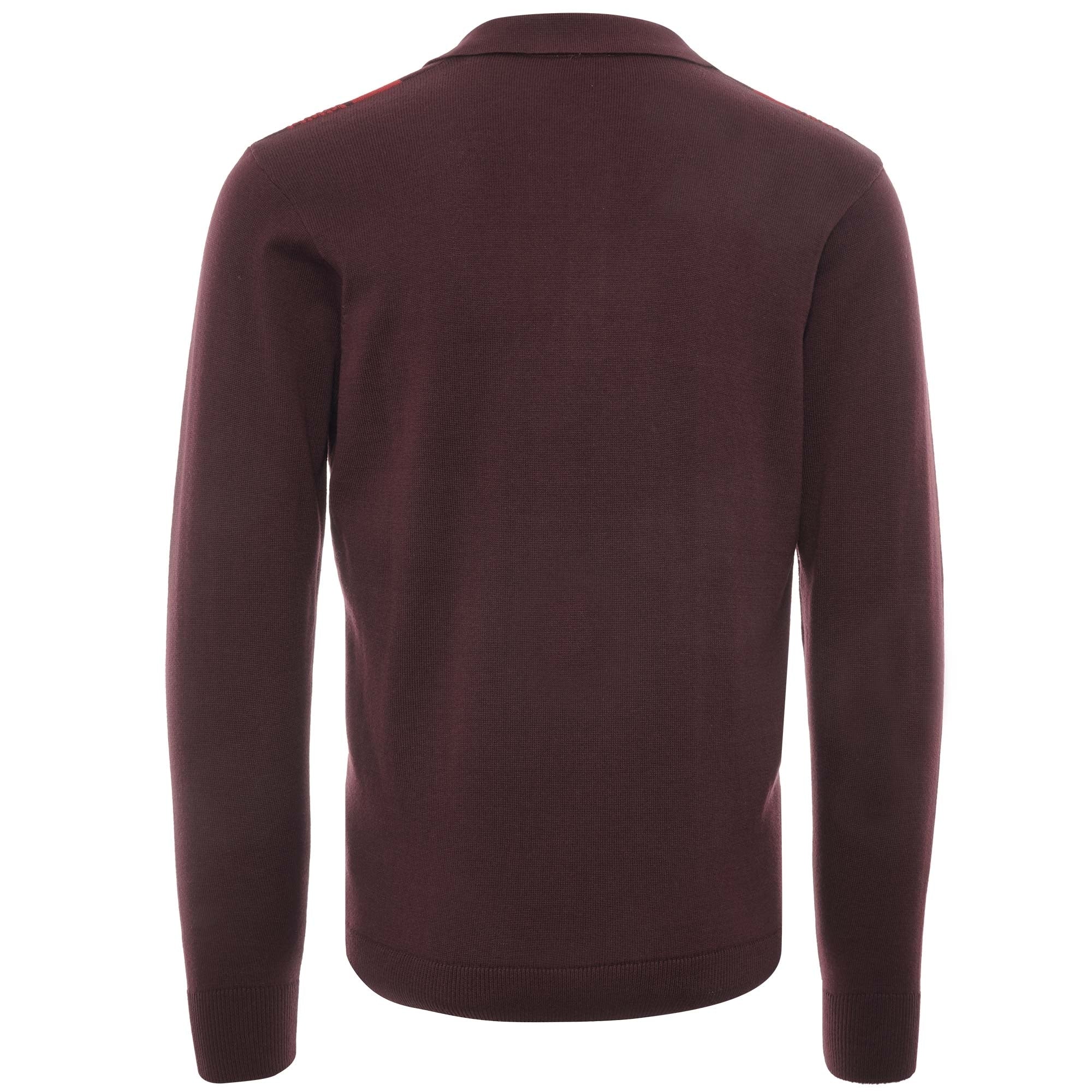 Cooper Long Sleeve Knitted Polo Shirt - Rioja