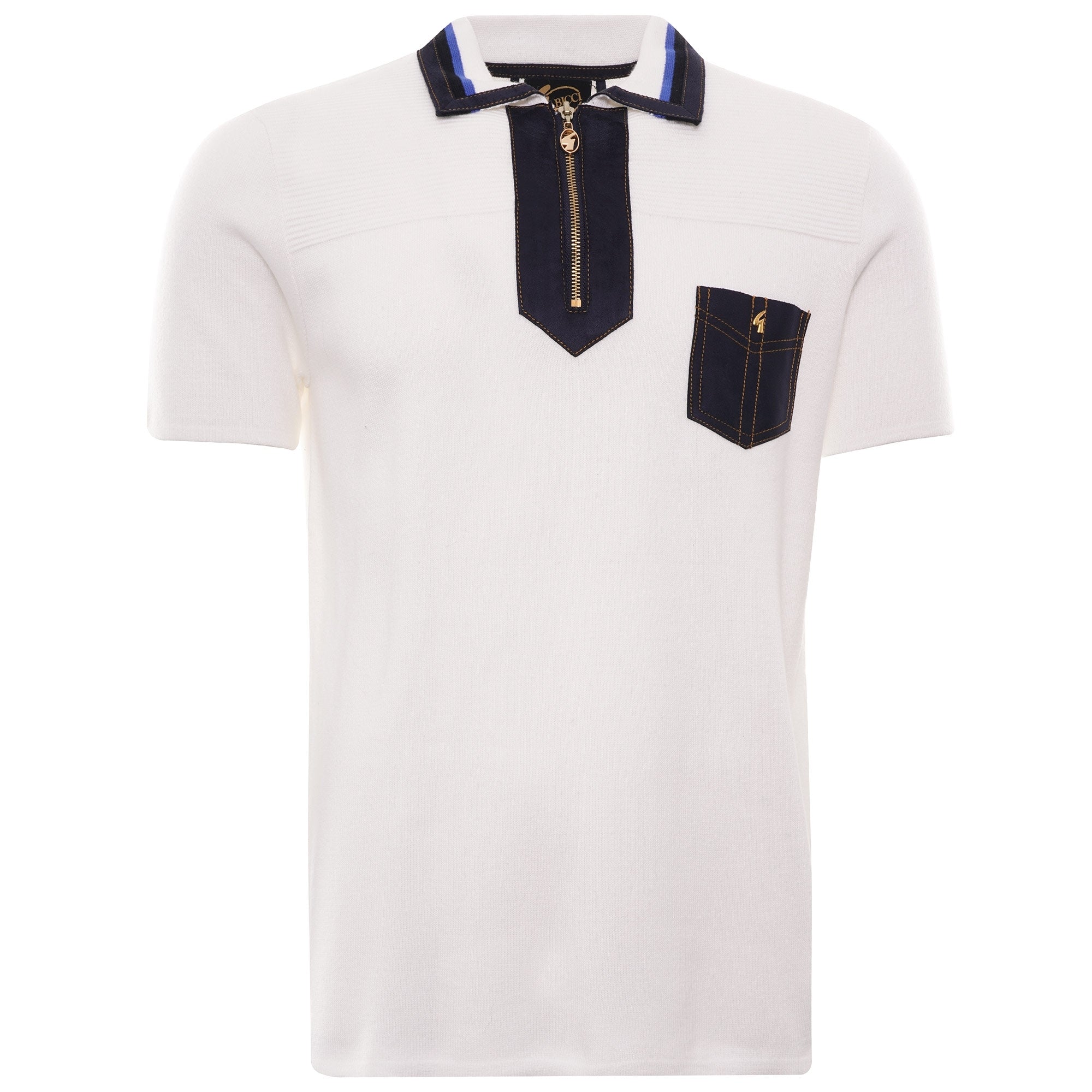 Ottoman Zip Polo - White