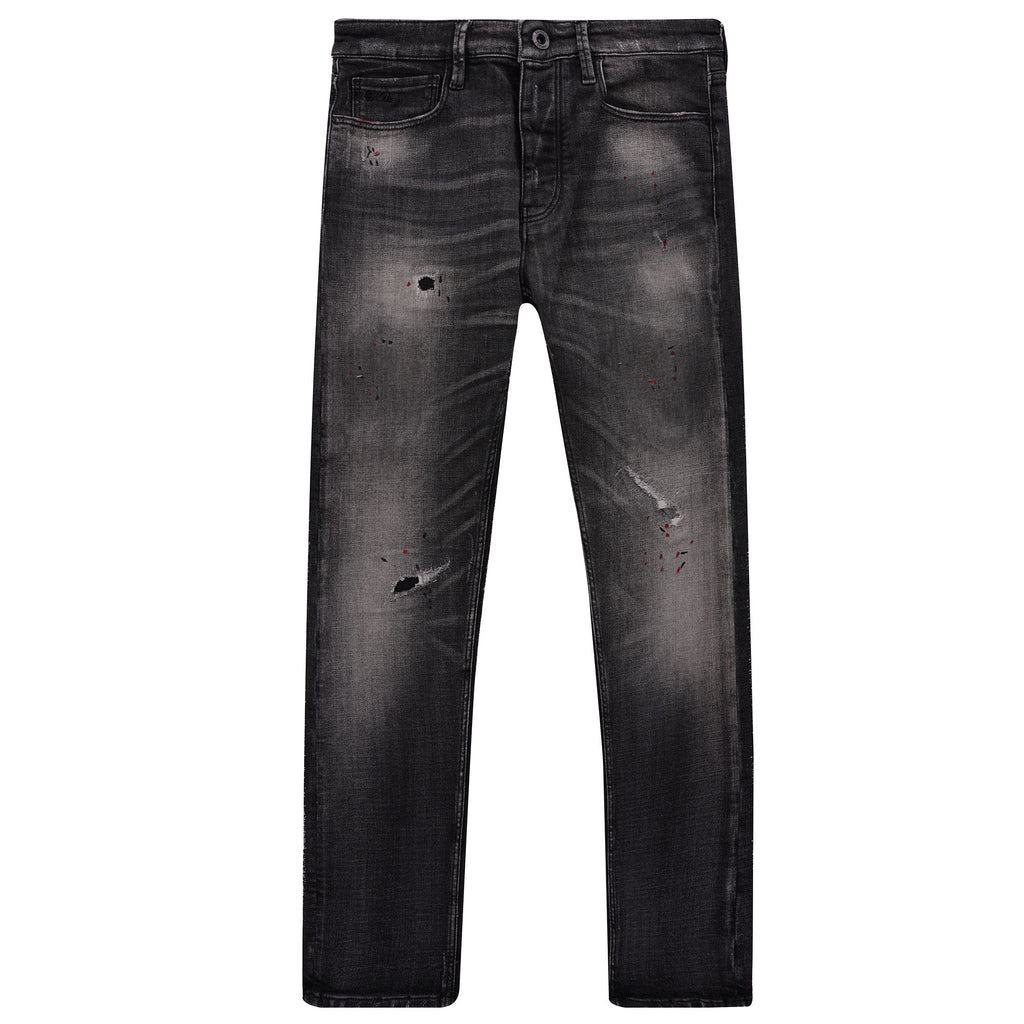 J75 Slim-fit Worn-Wash Ripped Denim Jeans - Denim Nero