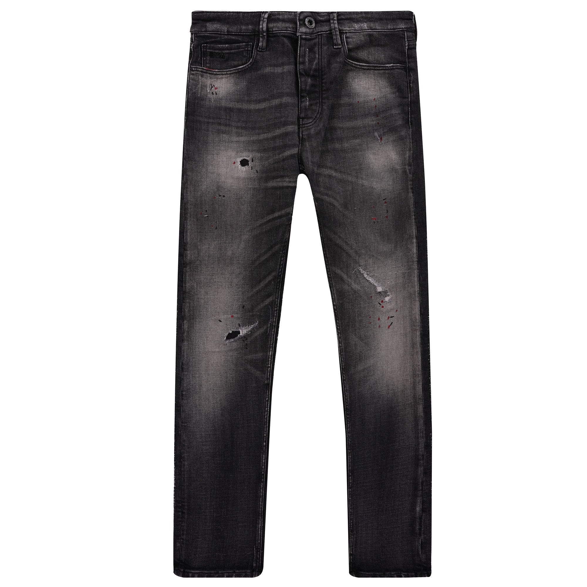 J75 Slim-fit Worn-Wash Ripped Denim Jeans - Denim Nero