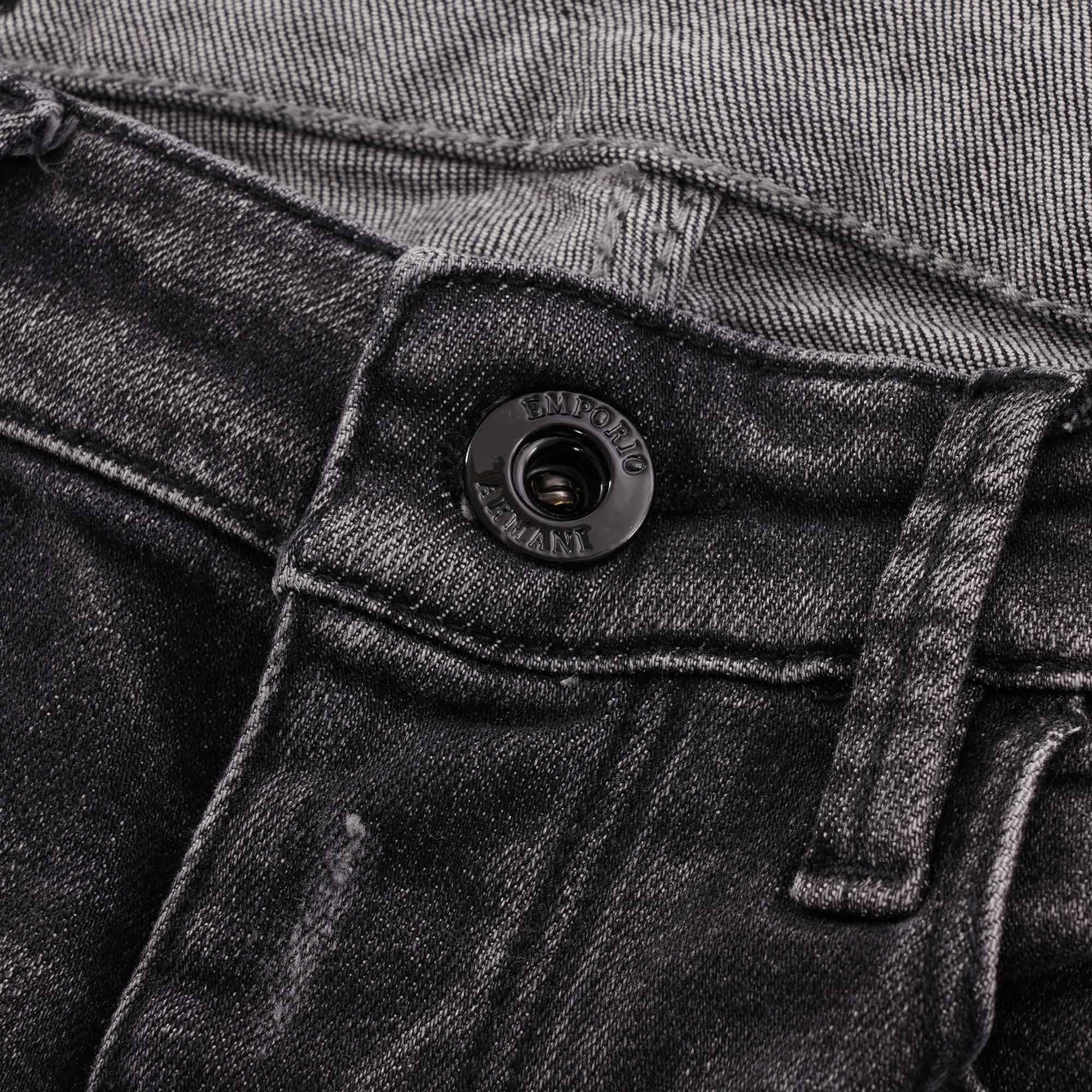 J75 Slim-fit Worn-Wash Ripped Denim Jeans - Denim Nero