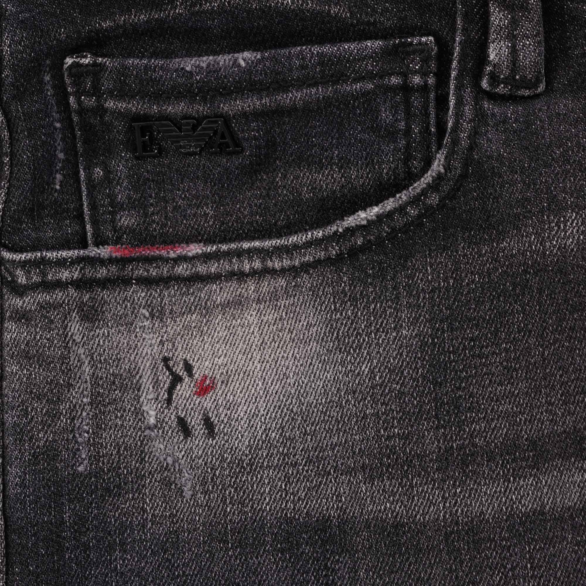 J75 Slim-fit Worn-Wash Ripped Denim Jeans - Denim Nero