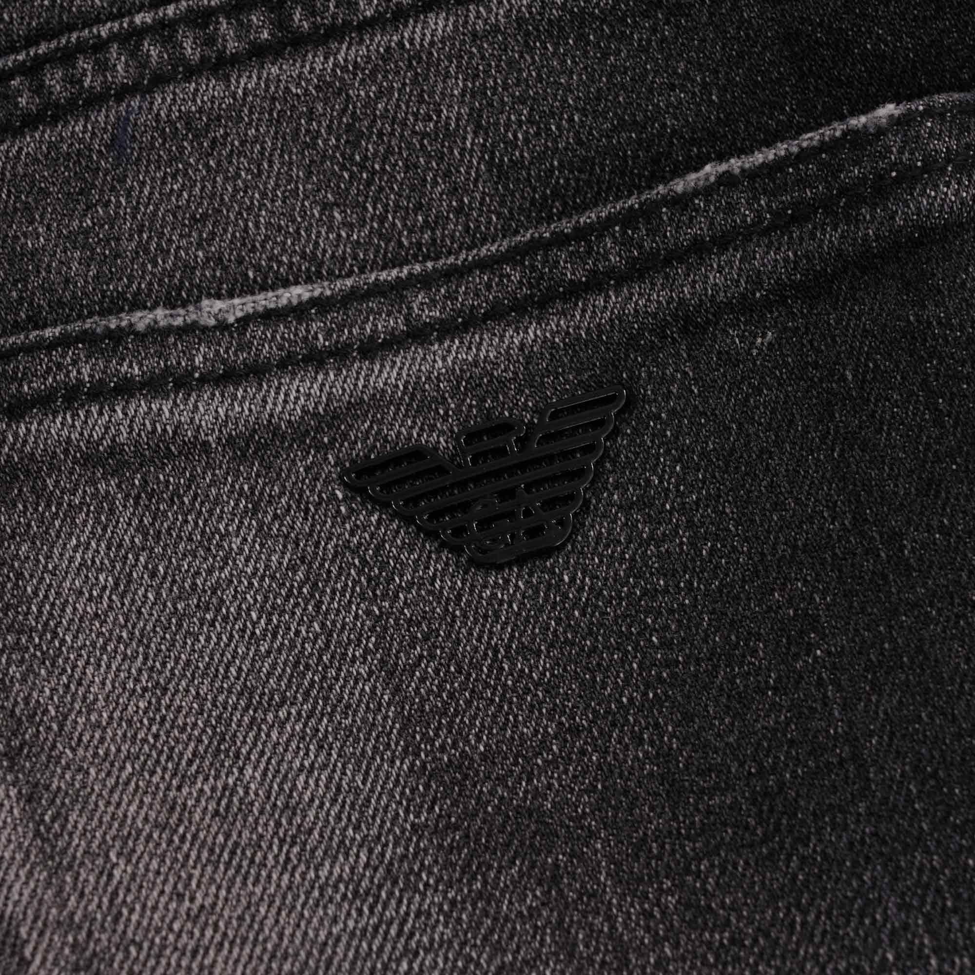 J75 Slim-fit Worn-Wash Ripped Denim Jeans - Denim Nero
