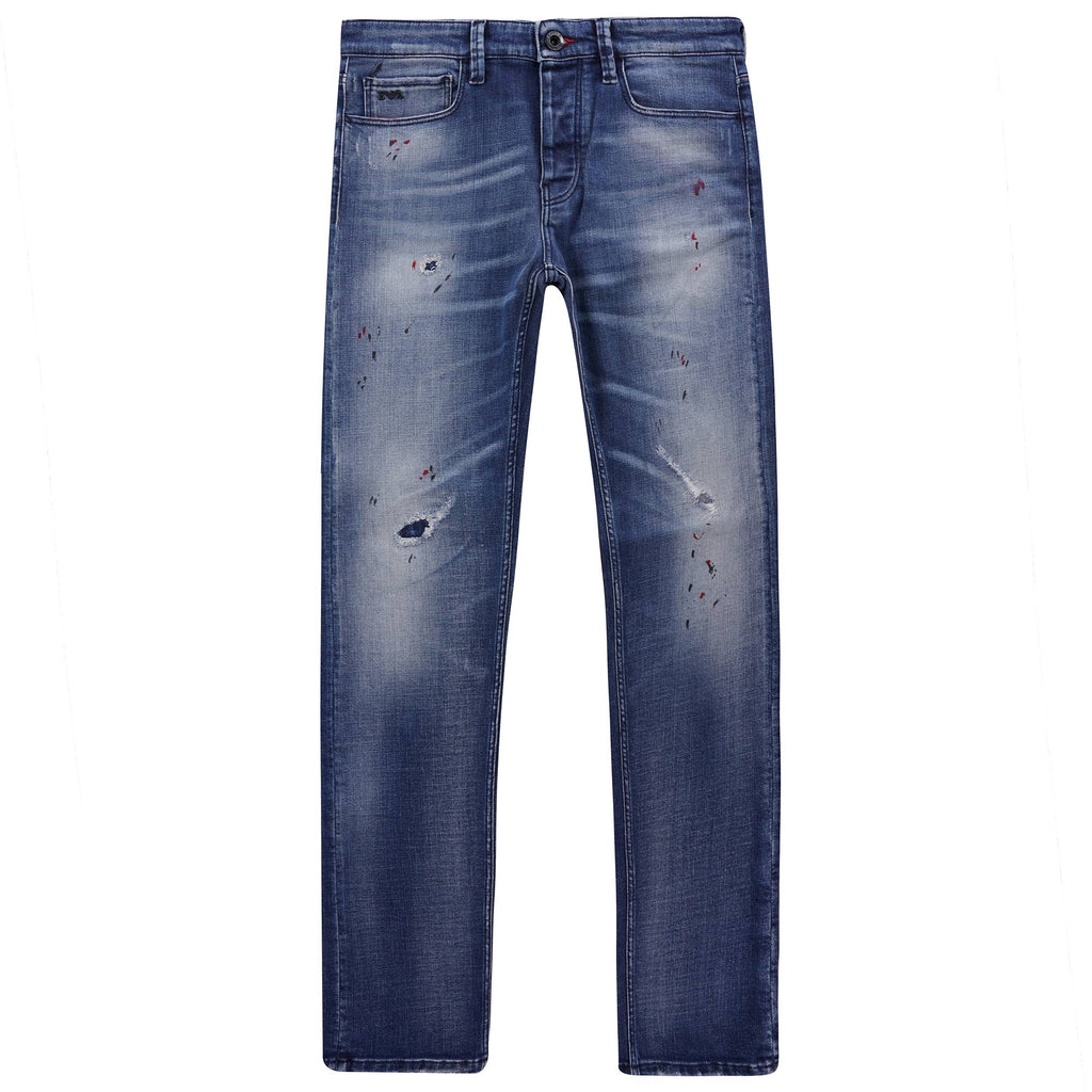 J75 Slim-fit Worn-Wash Ripped Denim Jeans - Denim – Stuarts London