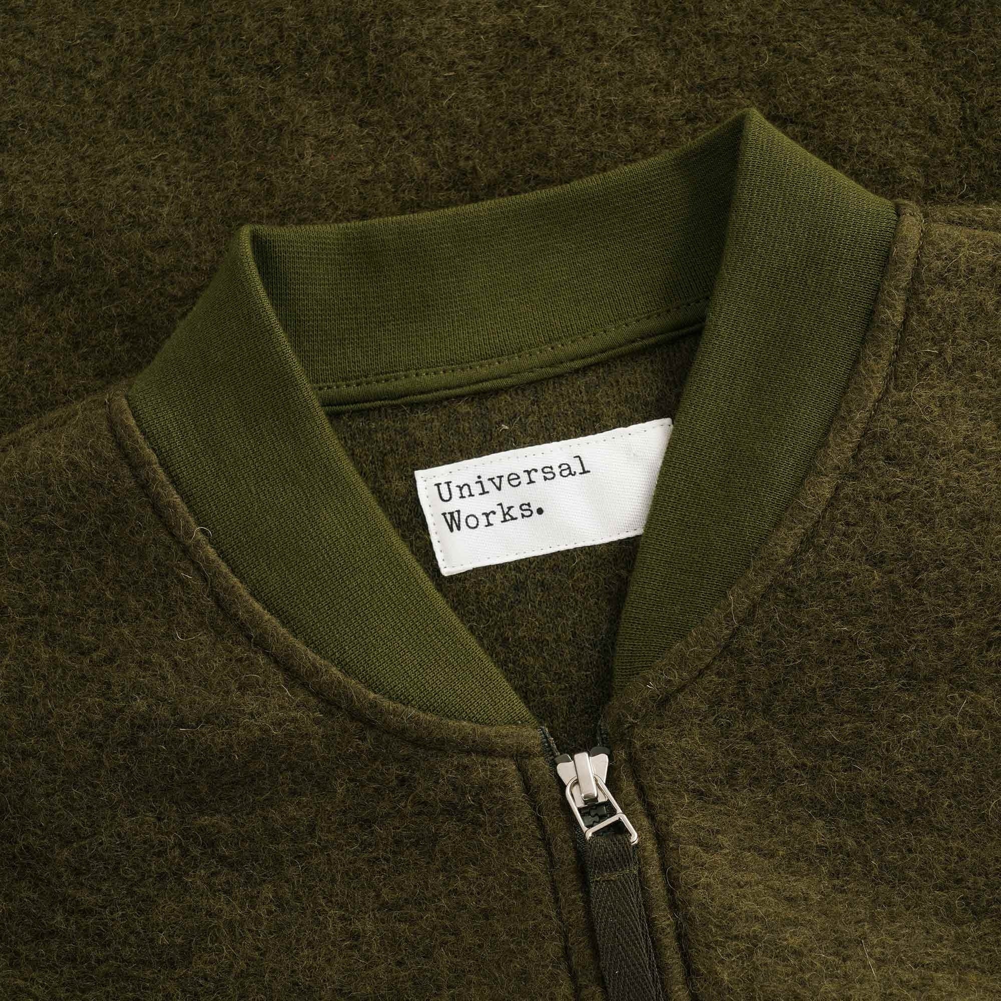 Zip Wool Fleece Waistcoat  - Olive