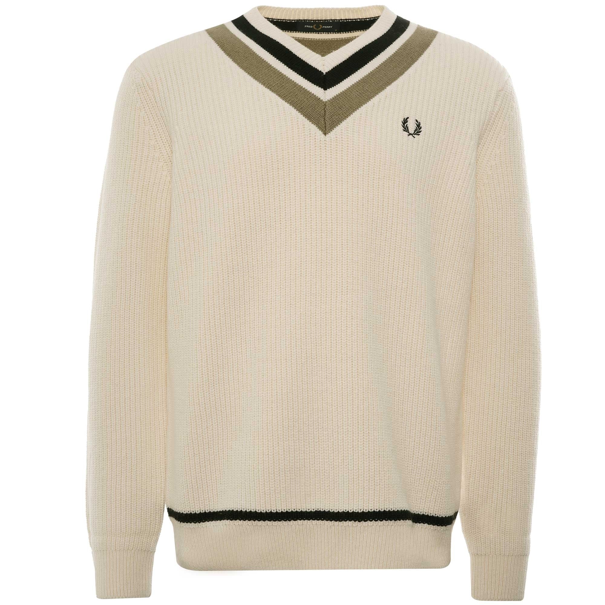 Striped V Neck Jumper - Ecru