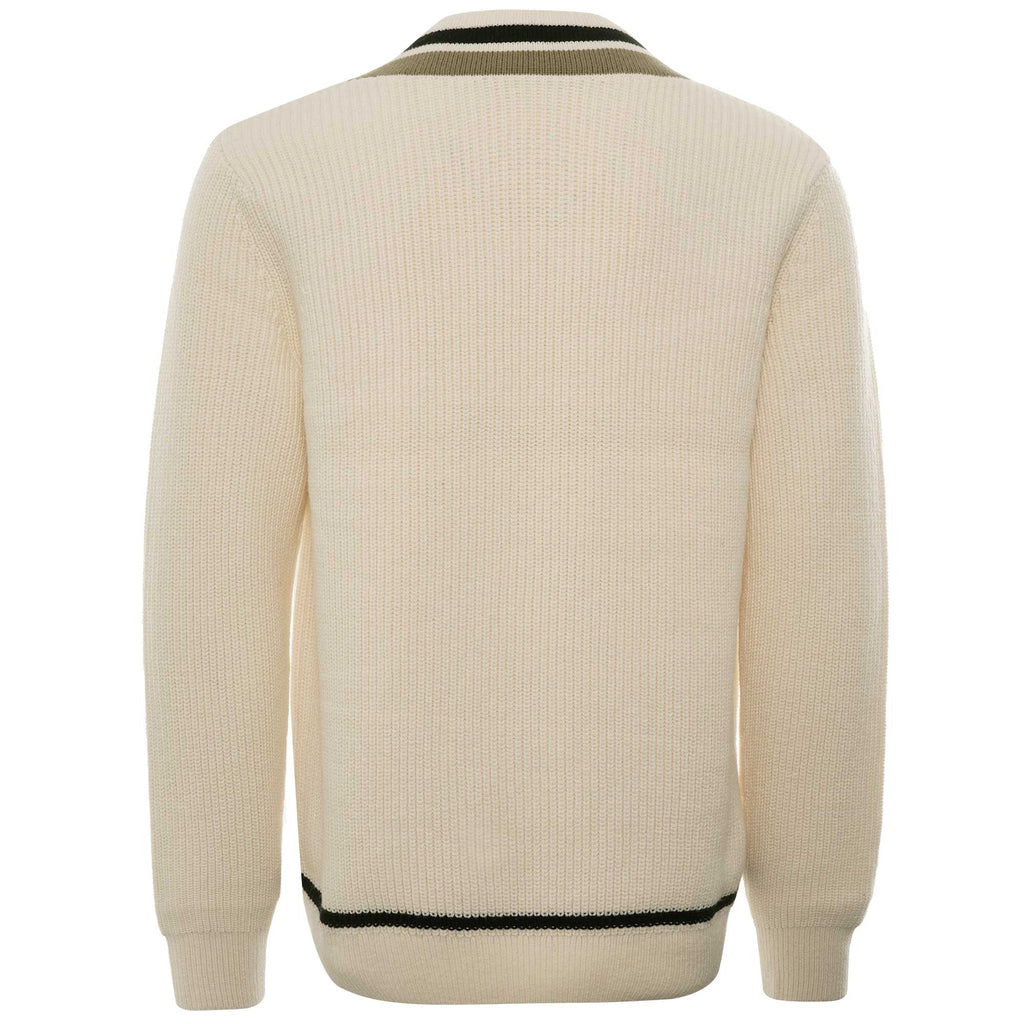 Striped V Neck Jumper - Ecru