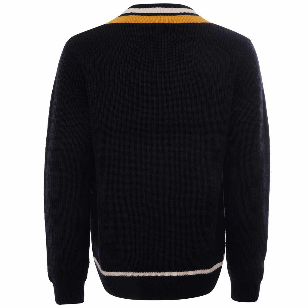 Striped V Neck Jumper - Navy