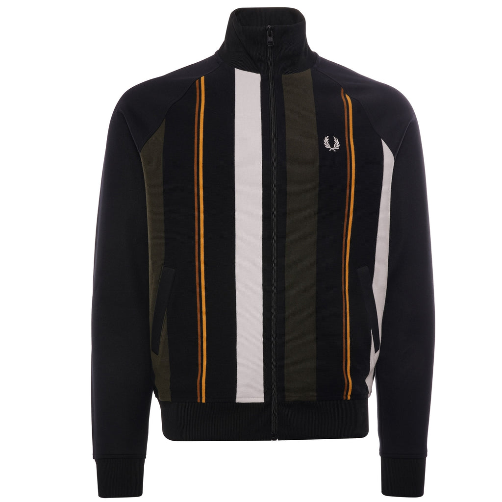 Knitted Stripe Track Jacket - Black