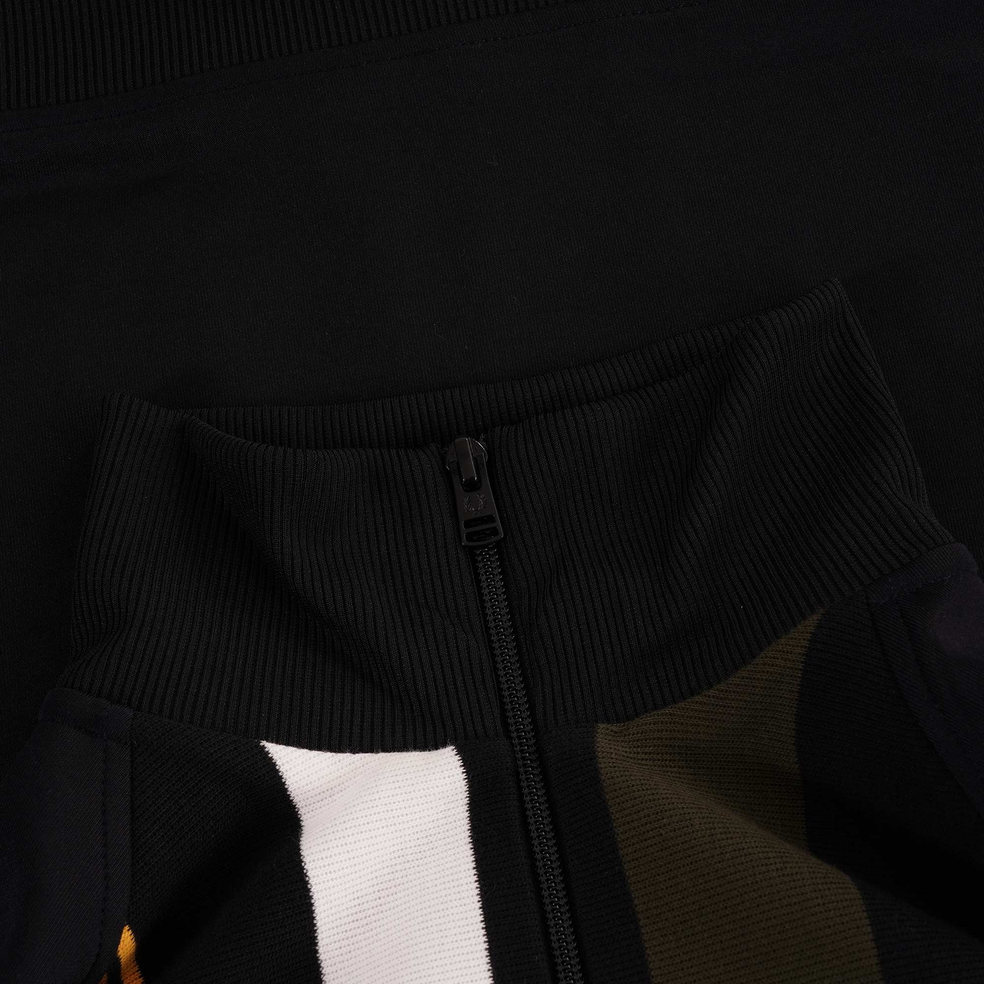 Knitted Stripe Track Jacket - Black