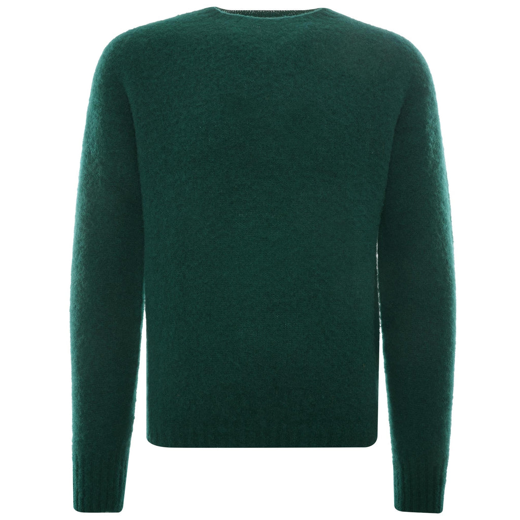 Suedehead Brushed Lambswool Crew Neck Knitted Jumper - Green