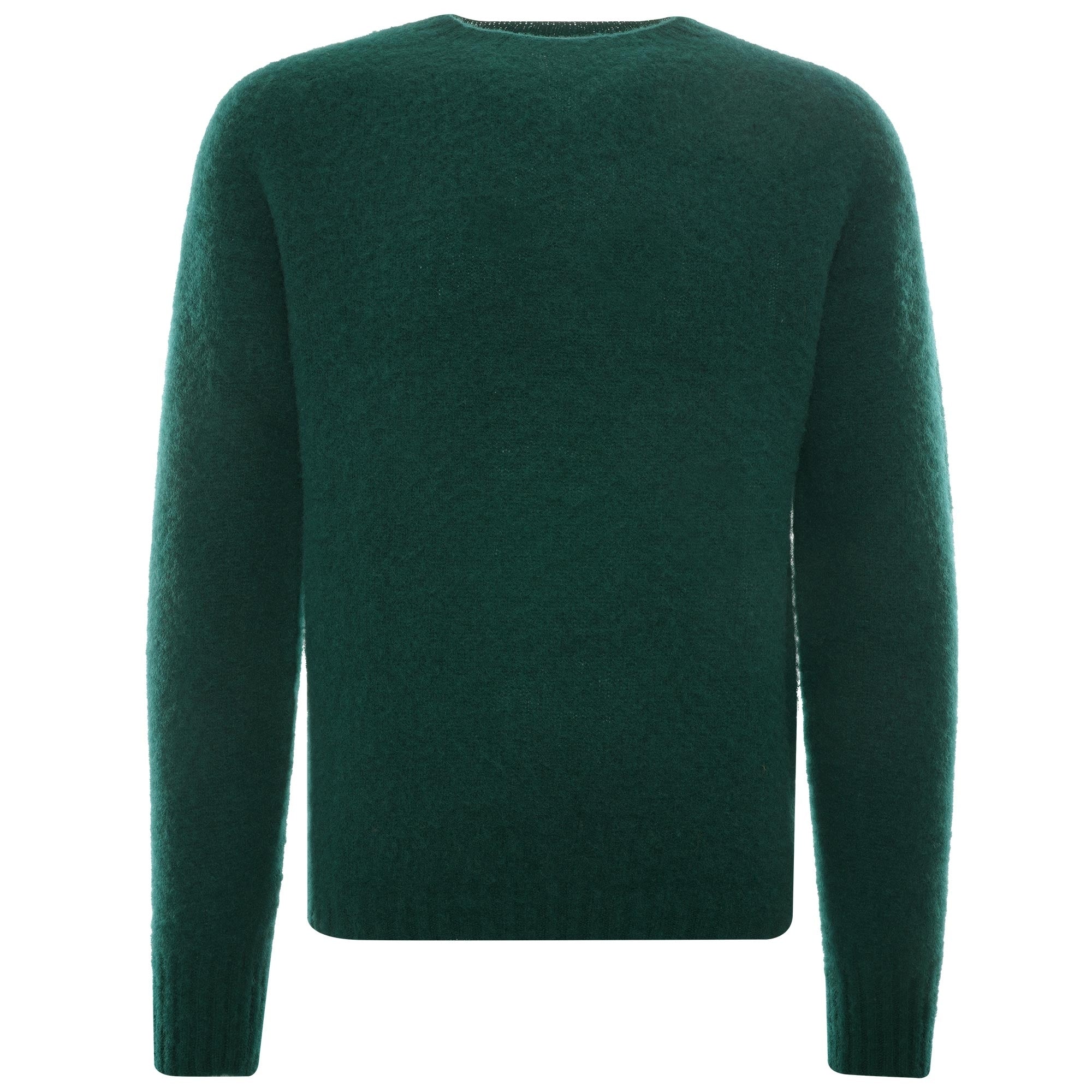 Suedehead Brushed Lambswool Crew Neck Knitted Jumper - Green