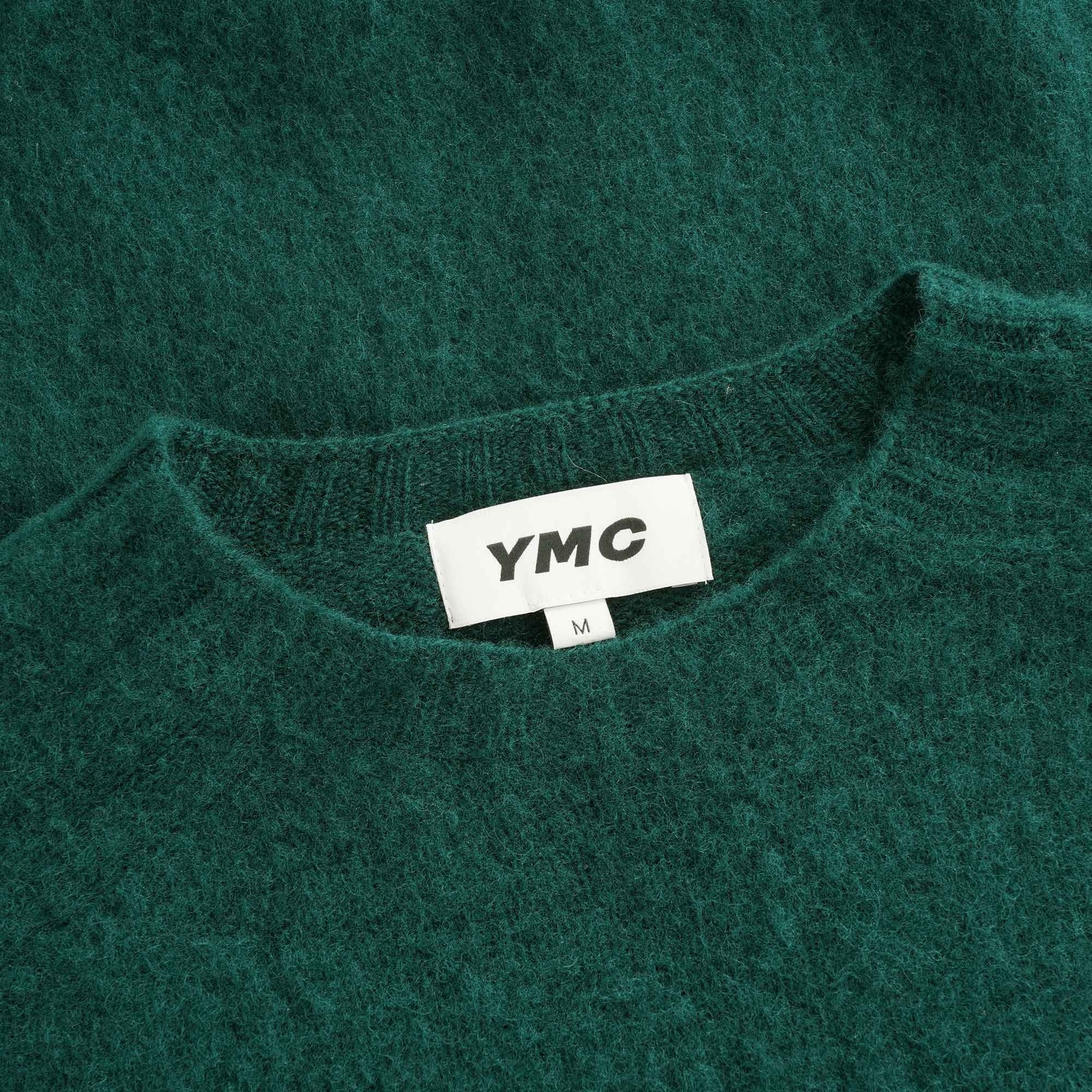 Suedehead Brushed Lambswool Crew Neck Knitted Jumper - Green