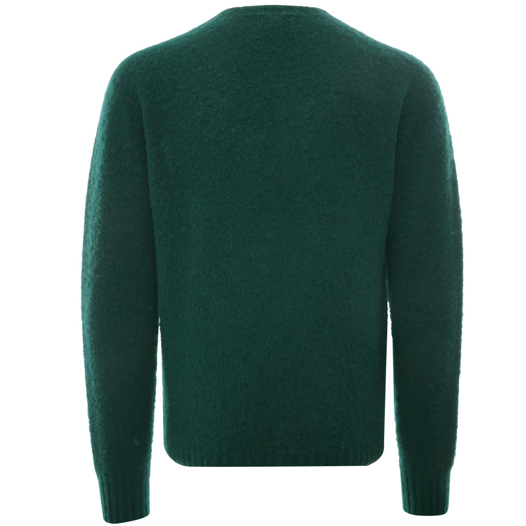 Suedehead Brushed Lambswool Crew Neck Knitted Jumper - Green