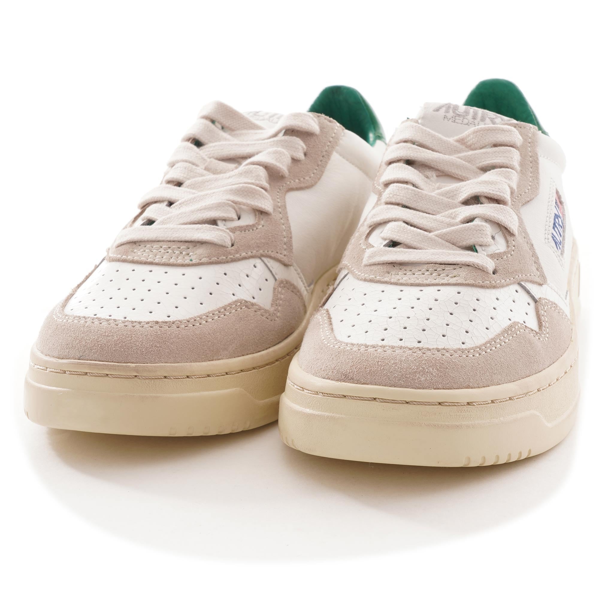 Autry Medalist Low Cracked Leather/Suede - White/Green