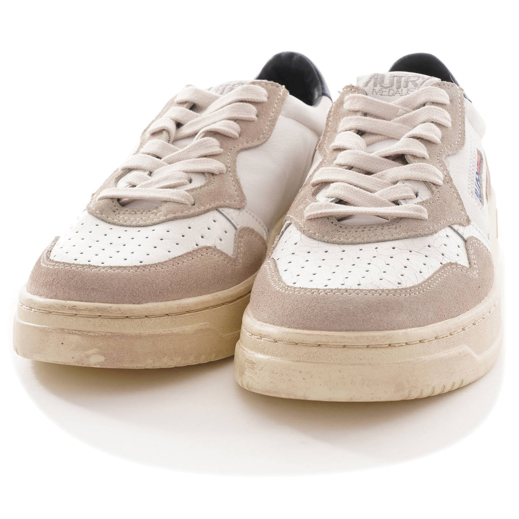 Medalist Low Cracked Leather/Suede - White/Blue
