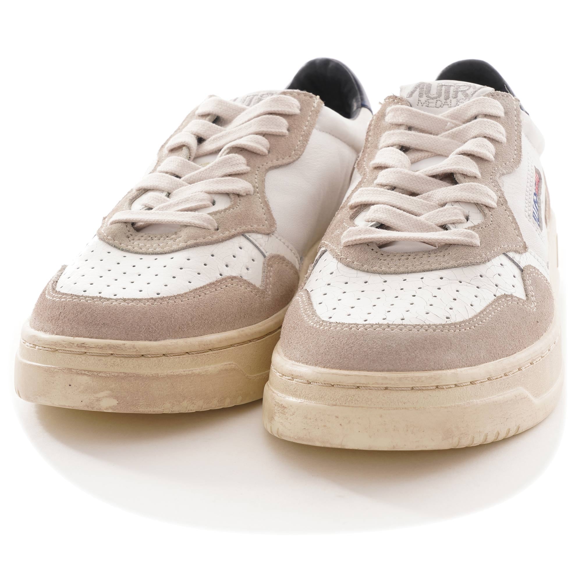 Medalist Low Cracked Leather/Suede - White/Blue