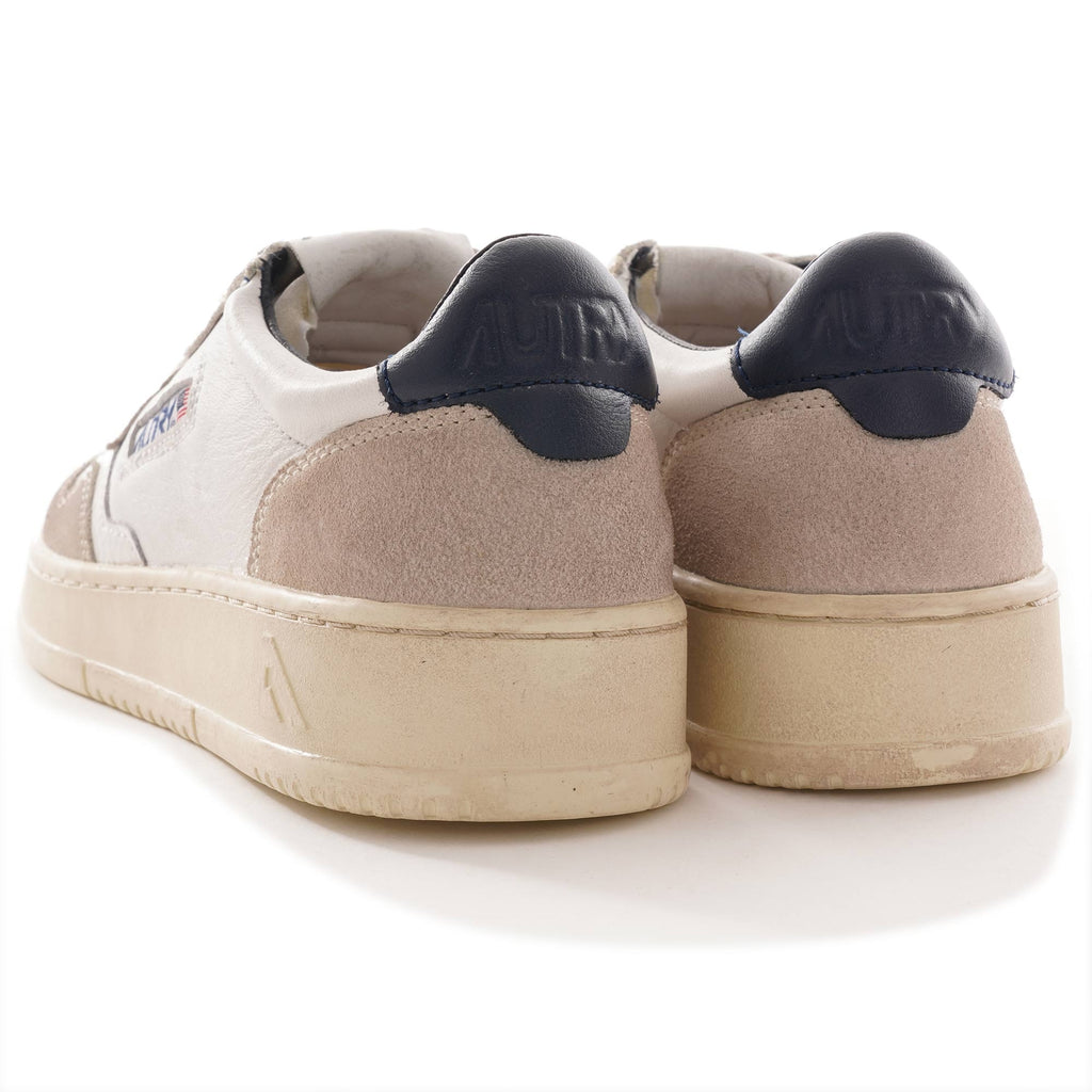 Medalist Low Cracked Leather/Suede - White/Blue