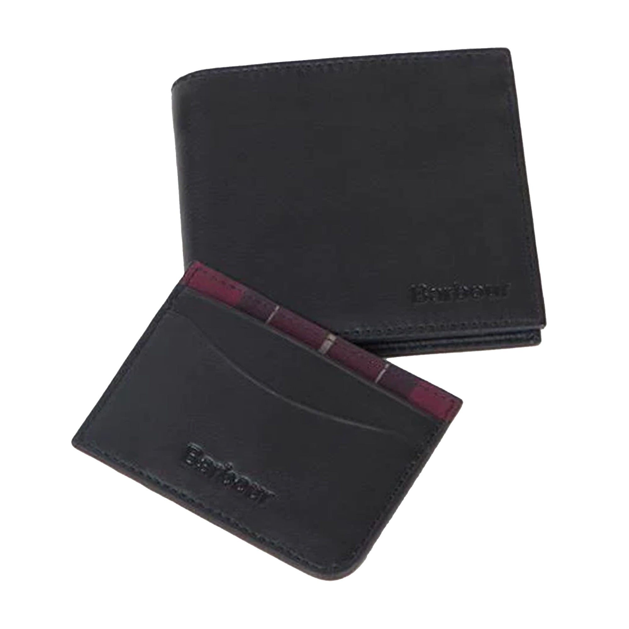 Leather Wallet and Card Holder Gift Set - Black